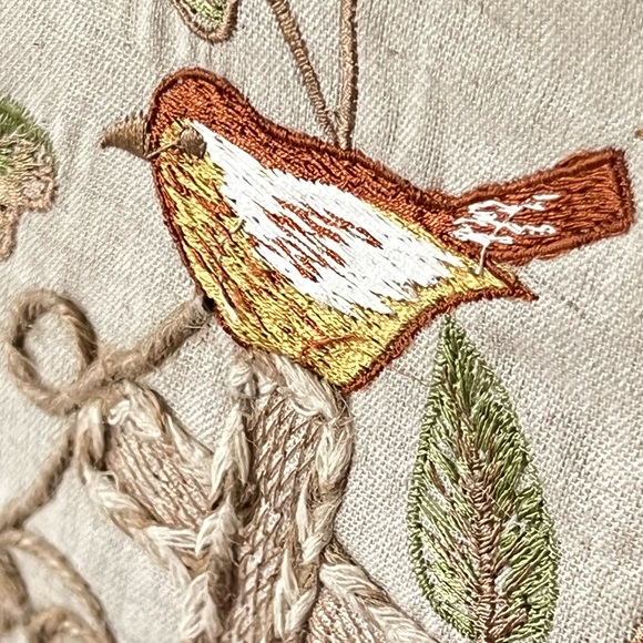 RACHEL ASHWELL The Prairie Table Runner Pumpkins Embroidered Birds Flowers - Picture 8 of 11